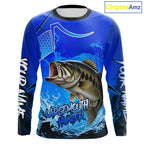 Largemouth Bass Fishing Camo Long Sleeve Fishing Shirts, Custom Bass Tournament Fishing Jerseys