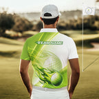Green Flame Golf Ball Polo Shirts Custom Golf Team Shirts Golfer Outfit