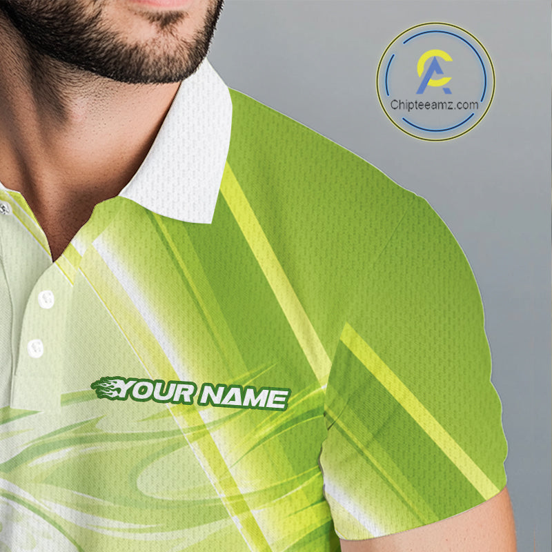 Green Flame Golf Ball Polo Shirts Custom Golf Team Shirts Golfer Outfit
