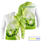 Green Flame Golf Ball Polo Shirts Custom Golf Team Shirts Golfer Outfit
