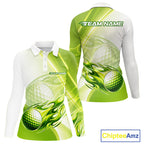 Green Flame Golf Ball Polo Shirts Custom Golf Team Shirts Golfer Outfit