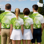 Green Flame Golf Ball Polo Shirts Custom Golf Team Shirts Golfer Outfit