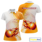 Orange Flame Golf Ball Polo Shirts Custom Golf Team Shirts Golfer Outfit