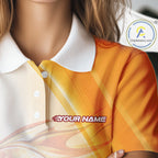 Orange Flame Golf Ball Polo Shirts Custom Golf Team Shirts Golfer Outfit