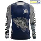 Custom Crappie Fishing Camo Long Sleeve Fishing Shirts, Crappie Tournament Fishing Shirts