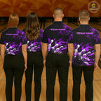 Black And Purple Custom Flame Bowling Shirts, Fire Bowling Team Shirt