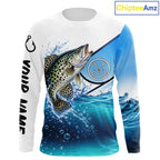 Blue Camo Crappie Fishing Performance Long Sleeve Team Crappie Fishing Tournament Shirts