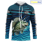 Crappie Fishing Custom Name UV Protection Long Sleeve Hooded Fishing Shirts, Crappie Team Fishing Jerseys