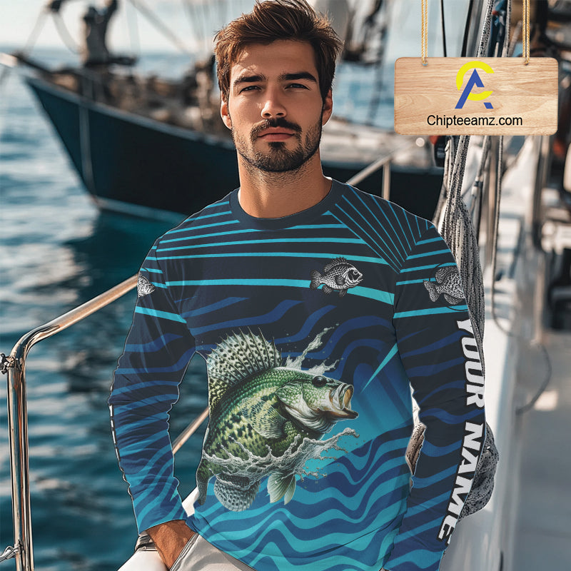 Crappie Fishing Custom Name UV Protection Long Sleeve Fishing Shirts, Crappie Team Fishing Jerseys