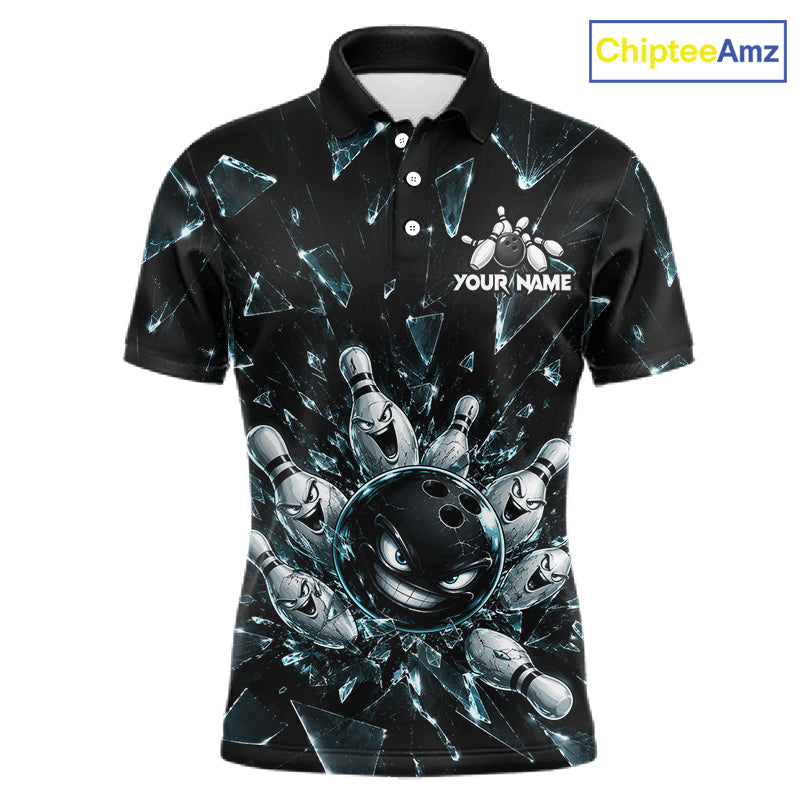 Custom Black Cracked Angry Bowling Shirts Bowling Team Jersey Bowling League