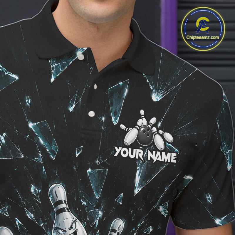 Custom Black Cracked Angry Bowling Shirts Bowling Team Jersey Bowling League