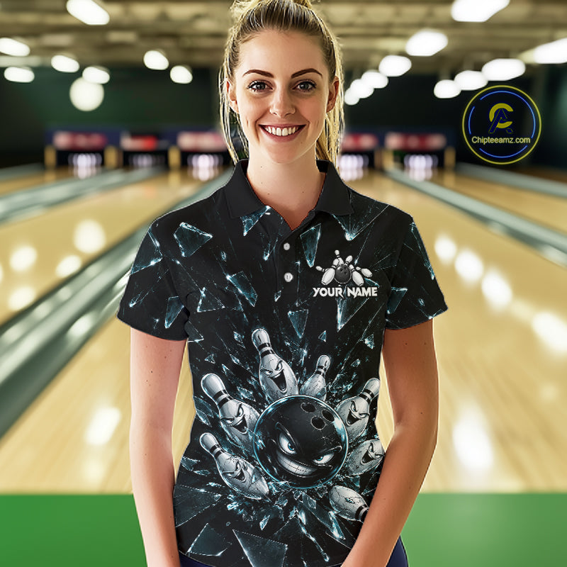 Custom Black Cracked Angry Bowling Shirts Bowling Team Jersey Bowling League