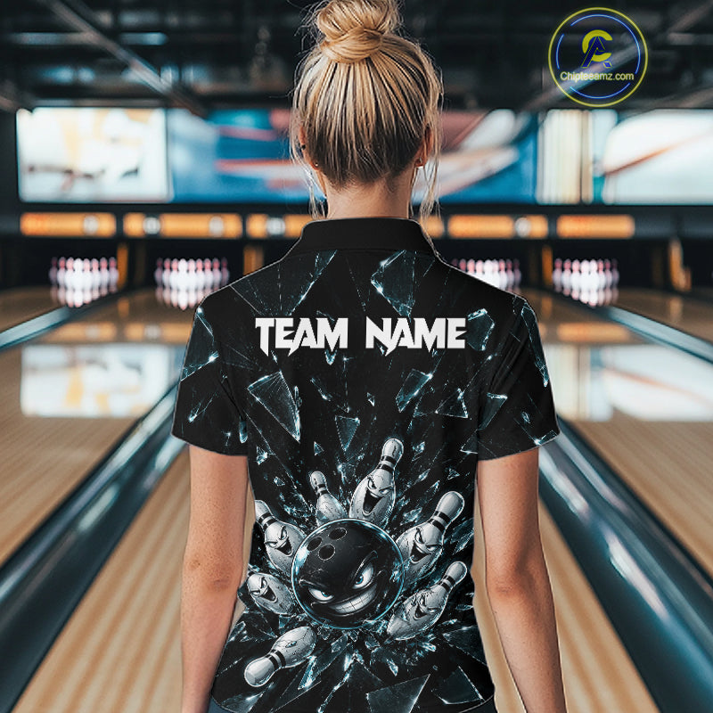 Custom Black Cracked Angry Bowling Shirts Bowling Team Jersey Bowling League