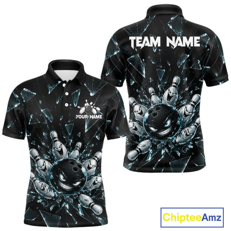 Custom Black Cracked Angry Bowling Shirts Bowling Team Jersey Bowling League