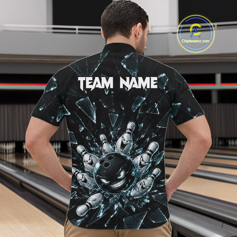 Custom Black Cracked Angry Bowling Shirts Bowling Team Jersey Bowling League