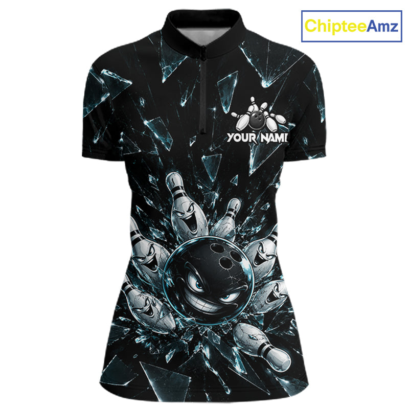 Custom Black Cracked Angry Bowling Shirts Bowling Team Jersey Bowling League