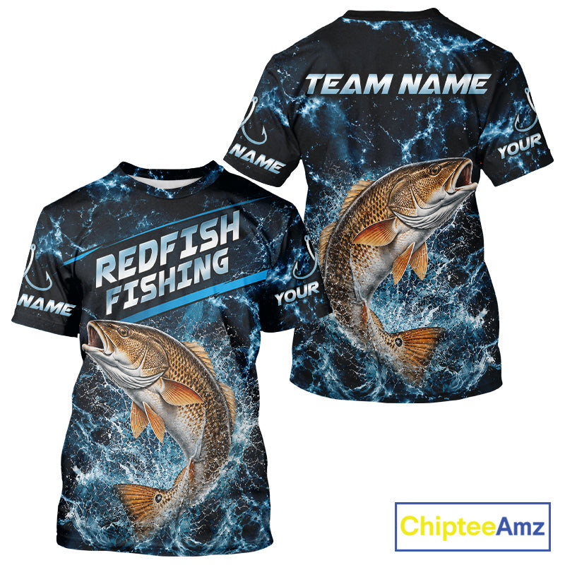 Custom Redfish Fishing Camo Fishing T-Shirts, Personalized Redfish Fishing Team Jerseys