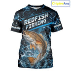 Custom Redfish Fishing Camo Fishing T-Shirts, Personalized Redfish Fishing Team Jerseys