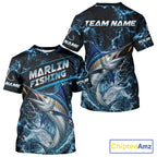 Custom Marlin Fishing Camo Fishing T-Shirts, Personalized Marlin Fishing Team Jerseys