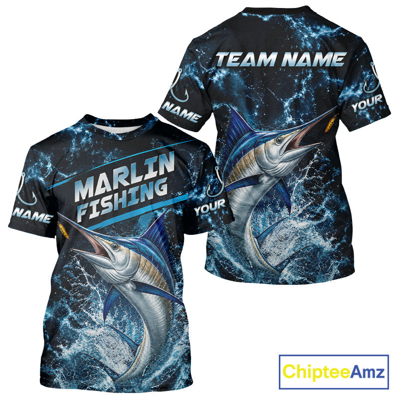 Custom Marlin Fishing Camo Fishing T-Shirts, Personalized Marlin Fishing Team Jerseys