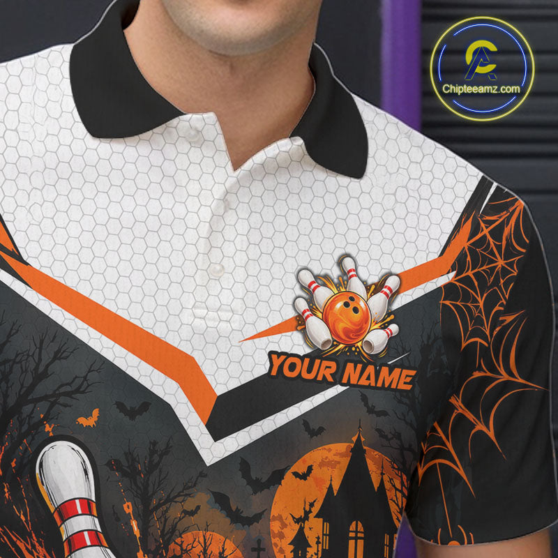 Black Bowling Camo Orange Custom Halloween Bowling Shirts, Bowling Team Jerseys