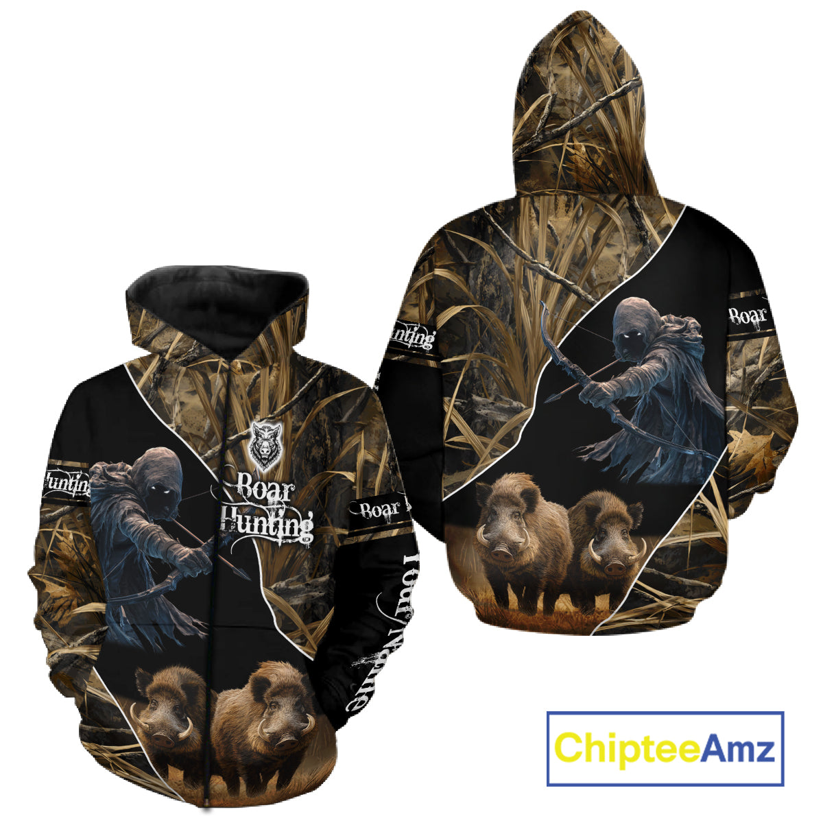 Wild Boar Bow Hunting Grim Reaper Camouflage 3D Shirts, Custom Boar Shirt