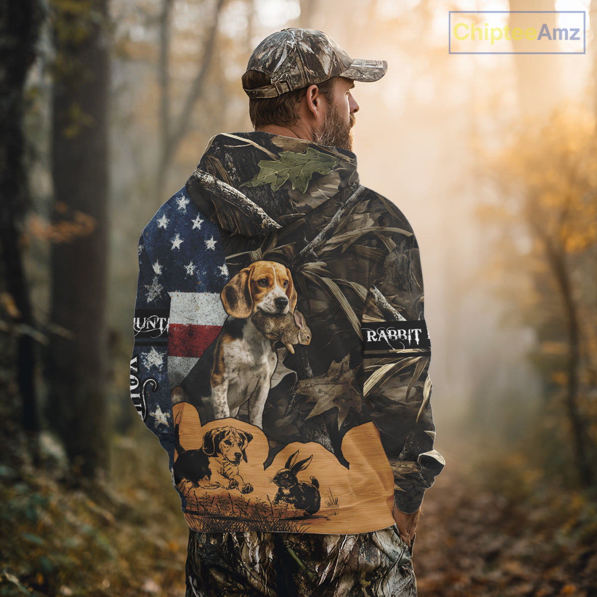 Custom Rabbit Hunting Camo US Flag 3D Shirts for Hunters, Rabbit Hunting Clothing