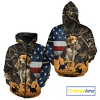 Custom Rabbit Hunting Camo US Flag 3D Shirts for Hunters, Rabbit Hunting Clothing