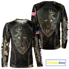 Whitetail Deer Hunting Camo US Flag 3D All Over Printed Shirts, Best Deer Hunting Gifts