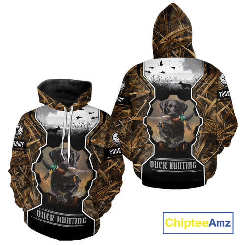 Custom Mallard Duck Black Lab Retriever Hunting Camo 3D Printed Custom Name Shirts