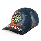 Water & Fire Darts Hat With Name Personalized Lightning Thunder Darts Hat Gifts For Dart Player
