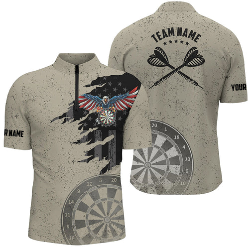 Eagle Retro American Flag Patriotic Darts Quarter Zip Shirt Grunge Custom Dart Jerseys