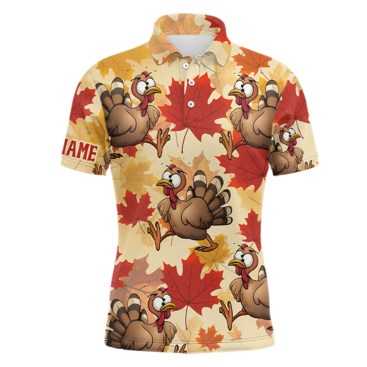 Turkey Thanksgiving Golf Polo Shirt Fall Maple Leaves Custom Golf Shirts Golf Gifts