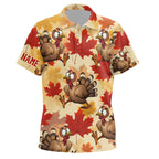 Turkey Thanksgiving Golf Polo Shirt Fall Maple Leaves Custom Golf Shirts Golf Gifts