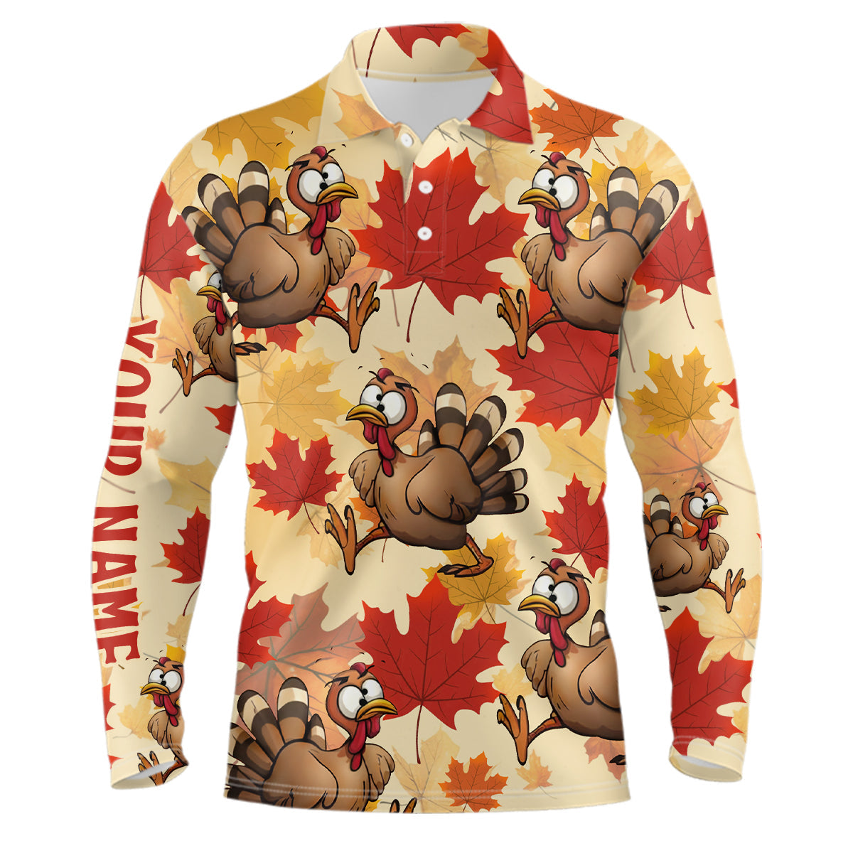 Turkey Thanksgiving Golf Polo Shirt Fall Maple Leaves Custom Golf Shirts Golf Gifts