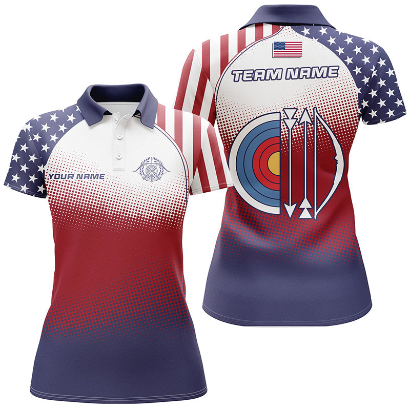 Personalized American Flag Target Archery 3D Polo Shirts, Custom Archery Jerseys Designs