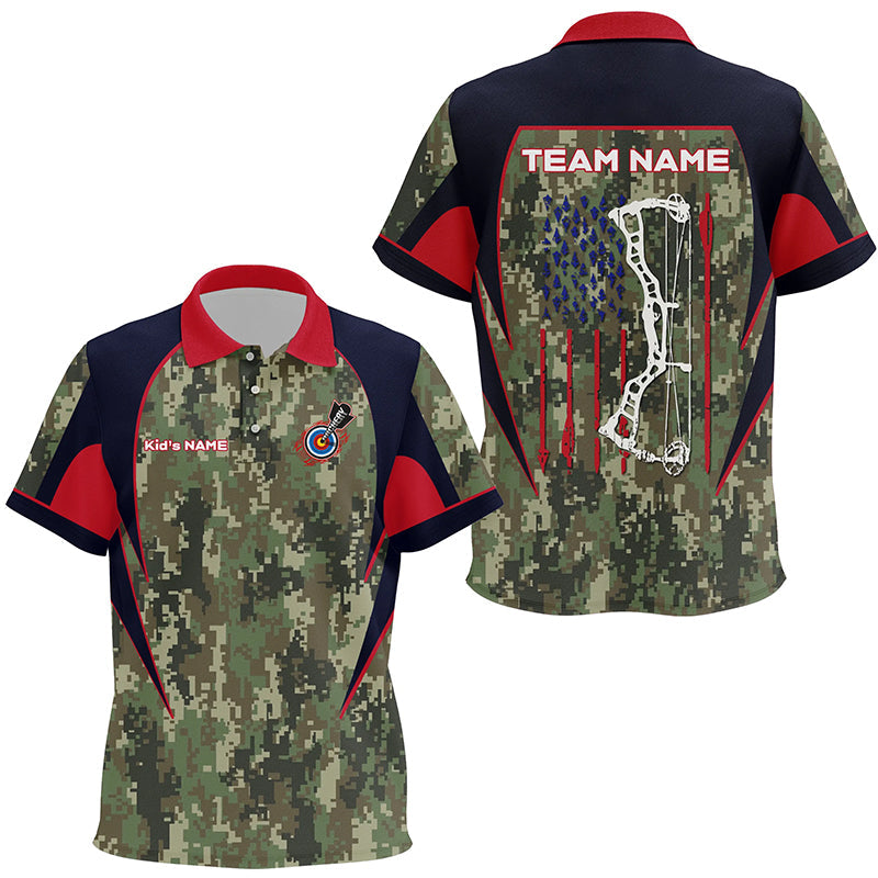 Personalized US Flag Camouflage Archery Polo Shirts Archery Jerseys Custom Archery Shirts