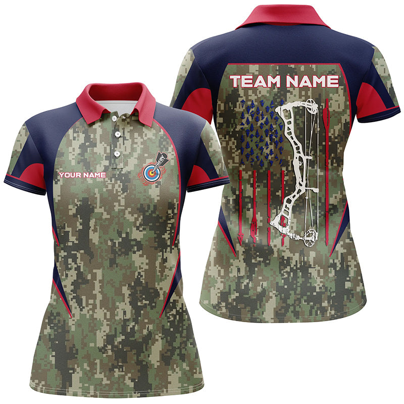 Personalized US Flag Camouflage Archery Polo Shirts Archery Jerseys Custom Archery Shirts