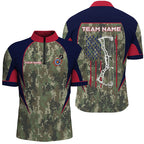 Personalized US Flag Camouflage Archery Quarter-Zip Shirts Custom Archery Team Jerseys