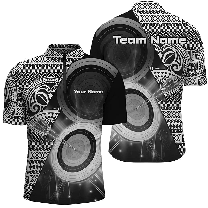 Personalized Tribal White Black Target Archery Quarter-Zip Shirts Custom Archery Jerseys