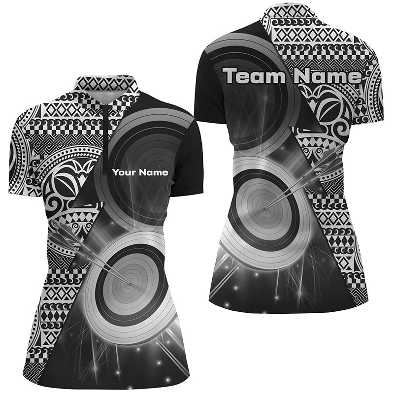 Personalized Tribal White Black Target Archery Quarter-Zip Shirts Custom Archery Jerseys