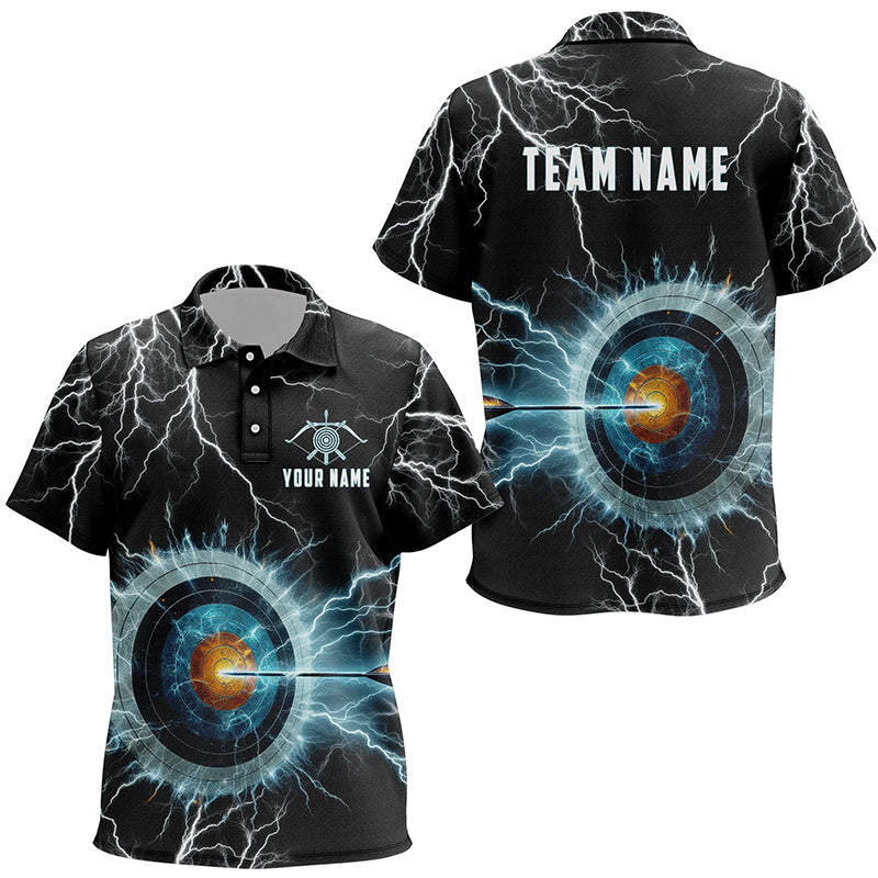 Personalized Thunder Lighting Target Archery 3D Polo Shirts, Custom Archery Team Jerseys
