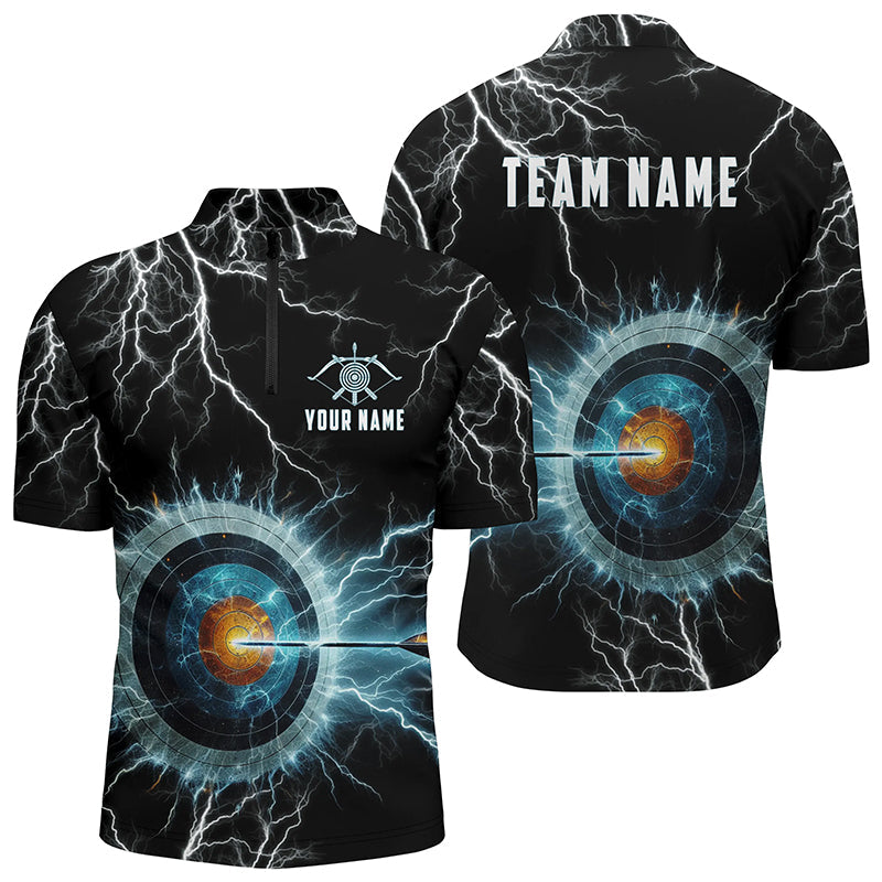 Personalized Thunder Lighting Target Archery 3D Quarter-Zip Shirts, Archery Team Jerseys