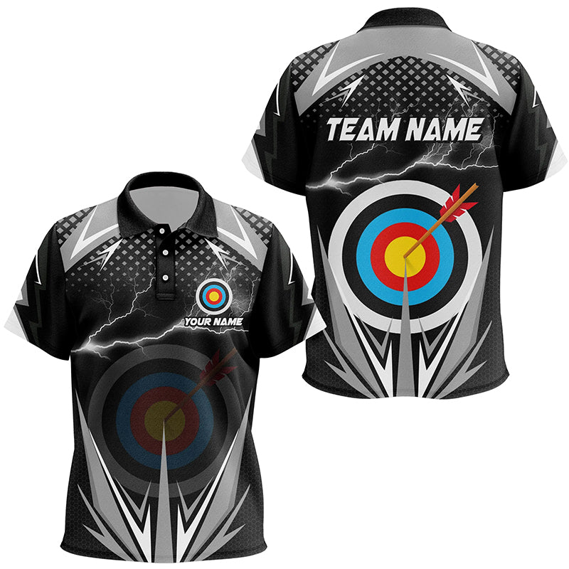 Personalized Thunder Lighting Target Archery 3D Polo Shirts, Custom Archery Team Jerseys