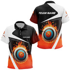Personalized Flaming Target Archery 3D Polo Shirts, Fire Bow And Arrow Archery Team Shirts