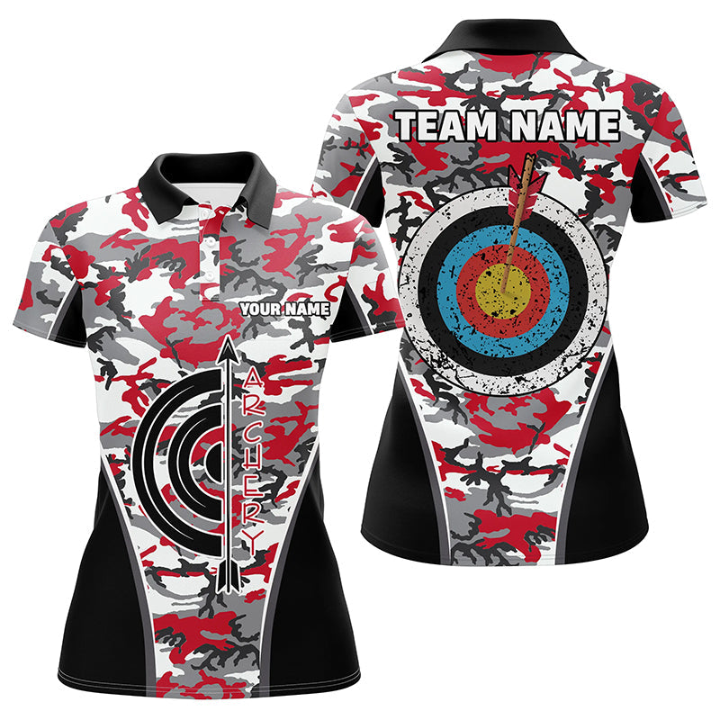 Personalized Red Camo Target Archery Polo Shirts Archery Jerseys Custom Archery Team Shirts