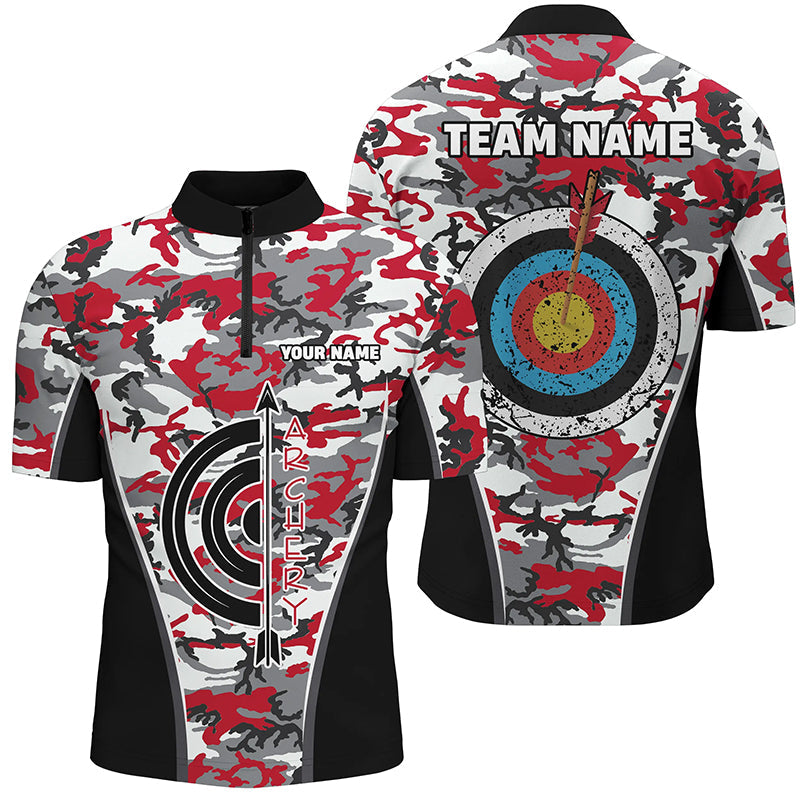 Personalized Camo Target Archery Quarter-Zip Shirts Archery Jerseys Custom Archery Shirts
