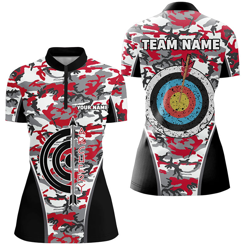 Personalized Camo Target Archery Quarter-Zip Shirts Archery Jerseys Custom Archery Shirts