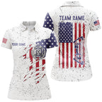 Personalized White Grunge US Flag Target Archery 3D Polo Shirts, Custom Bow Archery Shirts