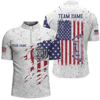 Personalized White Grunge US Flag Target Archery 3D Quarter-Zip Shirts, Bow Archery Shirts